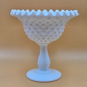 Fenton Hobnail Milk Glass Peanut Compote Pedestal Bowl